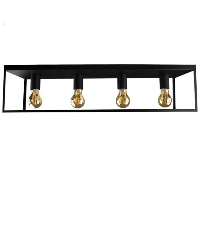 Industriële Plafondlamp / Hanglamp Zwart | 72x21x18cm | Incl. Lichtbron E27 - 4w - 2400K - Dimbaar | Retro | Vintage | Metaal