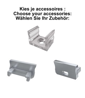 Accessoires t.b.v. Standaard Led Strip Profiel Norman | Grijs