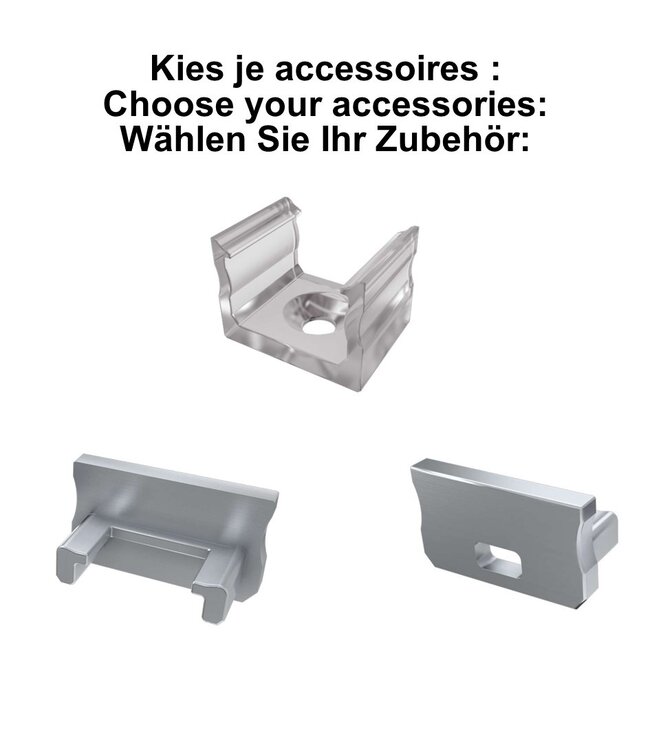 Accessoires t.b.v. Standaard Led Strip Profiel Norman | Grijs