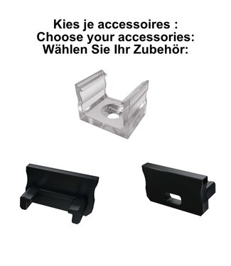 Accessoires t.b.v. Standaard Led Strip Profiel Norman | Zwart