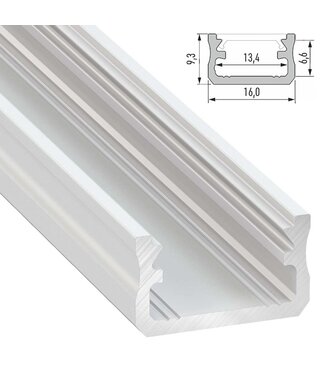 Standaard Aluminium Led Strip Profiel  Norman | WIT |  16x9,3mm | Tot 2 Meter leverbaar
