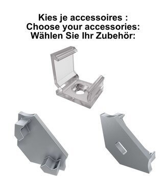 Accessoires t.b.v. Hoek Led Strip Profiel Norman | Grijs