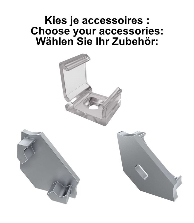 Accessoires t.b.v. Hoek Led Strip Profiel Norman | Grijs