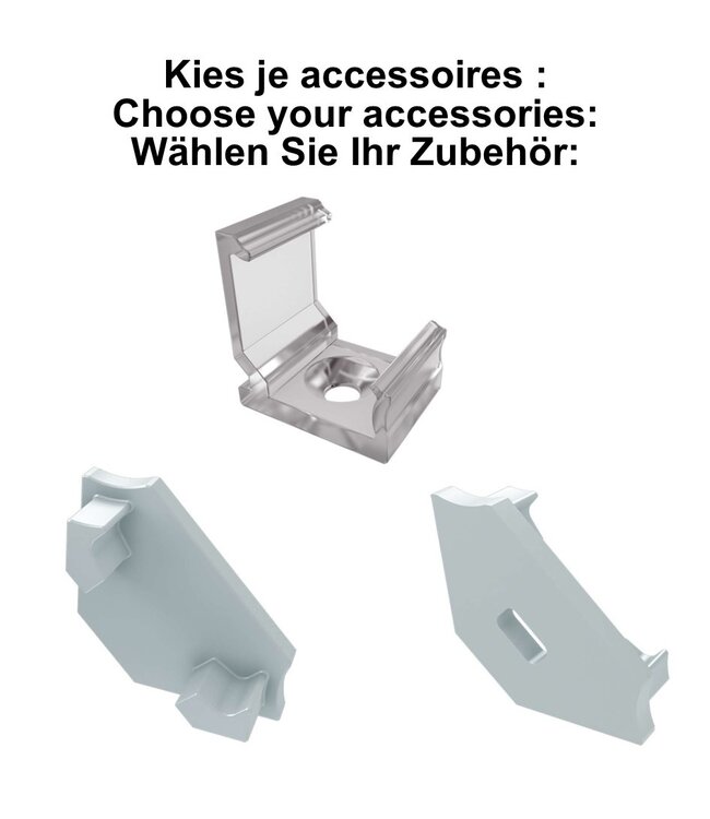 Accessoires t.b.v. Hoek Led Strip Profiel Norman | Wit