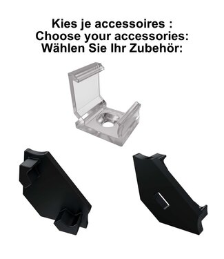 Accessoires t.b.v. Hoek Led Strip Profiel Norman | Zwart