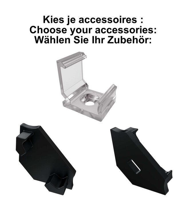 Accessoires t.b.v. Hoek Led Strip Profiel Norman | Zwart