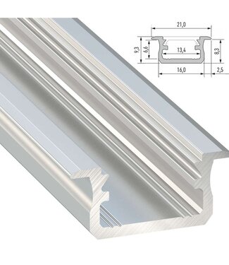 Infrees Aluminium Led Strip Profiel  Norman | ALU |  21x9,3mm | Tot 2 Meter leverbaar