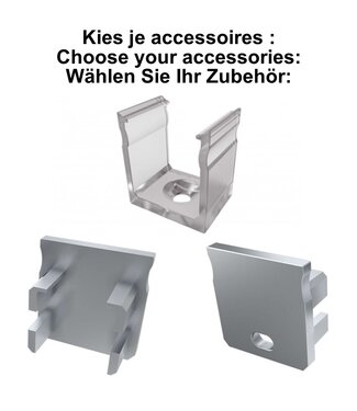 Accessoires t.b.v. Verdiept Led Strip Profiel Norman | Grijs