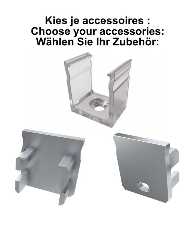 Accessoires t.b.v. Verdiept Led Strip Profiel Norman | Grijs