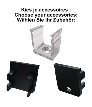 Accessoires t.b.v. Verdiept Led Strip Profiel Norman | Zwart