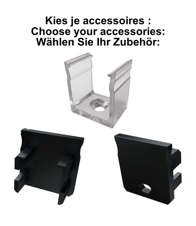 Accessoires t.b.v. Verdiept Led Strip Profiel Norman | Zwart