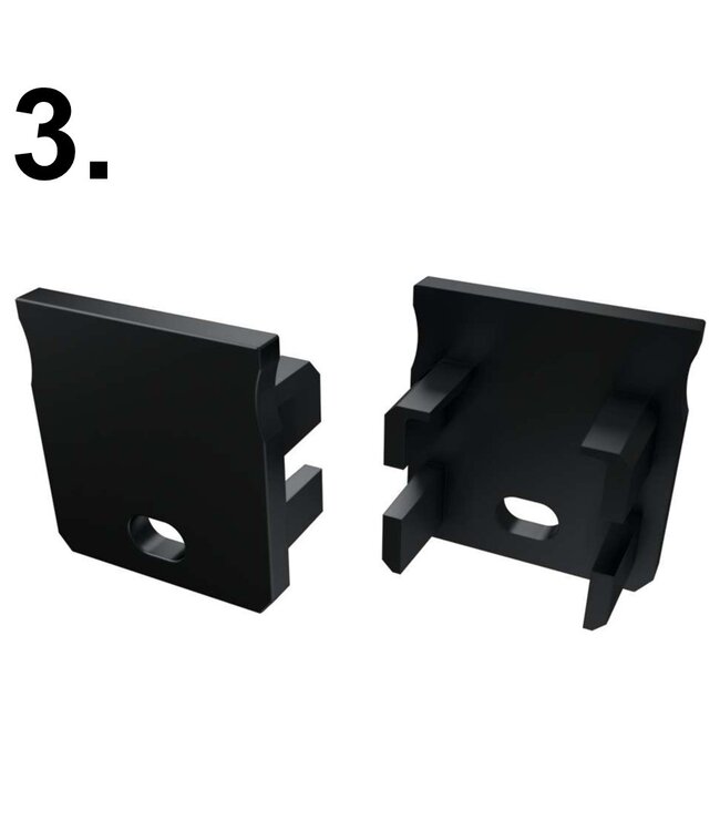 Accessoires t.b.v. Verdiept Led Strip Profiel Norman | Zwart