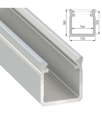 Verdiept Aluminium Led Strip Profiel  Norman | ALU |  18x17mm | Tot 2 Meter leverbaar