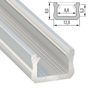 SlimLine Aluminium Led Strip Profiel | ALU |  12x8mm | Tot 2 Meter leverbaar