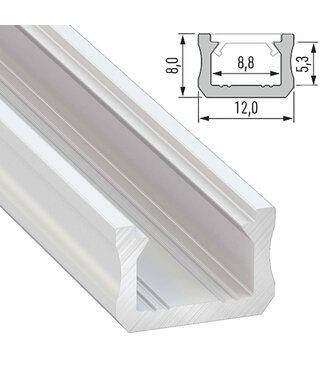 SlimLine Aluminium Led Strip Profiel | WIT |  12x8mm | Tot 2 Meter leverbaar