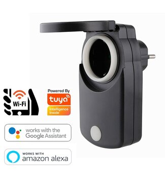 Wifi Stekkerschakelaar | Max 3600 Watt | Werkt via Tuya App / Google Assistant / Amazon Alexa | IP44 Binnen en Buiten gebruik