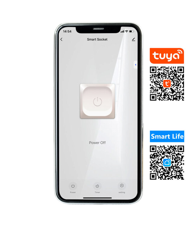 Wifi Stekkerschakelaar | Max 3600 Watt | Werkt via Tuya App / Google Assistant / Amazon Alexa | IP44 Binnen en Buiten gebruik