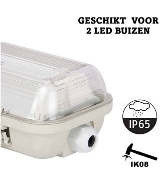 SlimLine LED TL Armatuur 150cm | IP65 | IK08 | Kunststof Sluitclips | Geschikt voor 2 LED Buizen