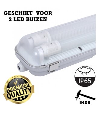 ProLine LED TL Armatuur 120cm | IP65 | IK08 | RVS Sluitclips | Geschikt voor 2 LED Buizen