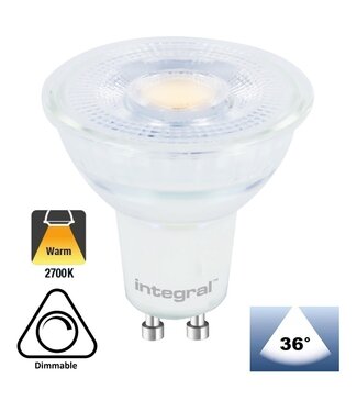 GU10 LED Spot 3,6w, 400 Lumen, 2700K Warm Wit, Glas, Dimbaar, Lichthoek: 36°,  2 Jaar Garantie