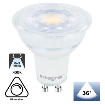 GU10 LED Spot 3,6w, 400 Lumen, 4000K Neutraal Wit, Glas, Dimbaar, Lichthoek: 36°,  2 Jaar Garantie