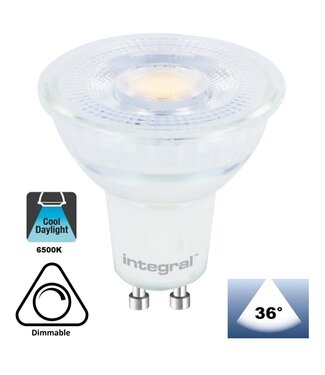 GU10 LED Spot 3,6w, 400 Lumen, 6500K Daglicht Wit, Glas, Dimbaar, Lichthoek: 36°,  2 Jaar Garantie