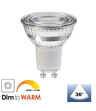 GU10 LED Spot 3,6w, 380 Lumen, 2700K-1800K (Warm Tone), Lichthoek: 36°, 2 Jaar garantie