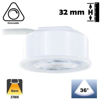 LED Module Evo 3,8w, 410 Lumen, 2700K Warm Wit, Dimbaar, 230v, Lichthoek: 36°, 2 Jaar Garantie