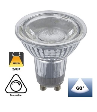 GU10 LED Spot 3w, 240 Lumen, 2700K Warm Wit, Glas, Dimbaar, Lichthoek: 60°, 2 Jaar Garantie