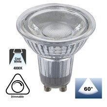 GU10 LED Spot 7w, 560 Lumen, 4000K Neutraal Wit, Glas, Dimbaar, Lichthoek: 60°, 2 Jaar Garantie
