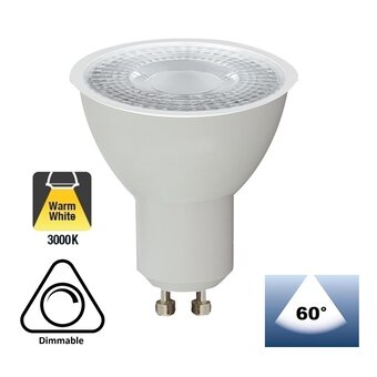 GU10 LED Spot WIT 5w, 400 Lumen, 3000K Warm Wit, Dimbaar, Lichthoek: 60°, 2 Jaar Garantie
