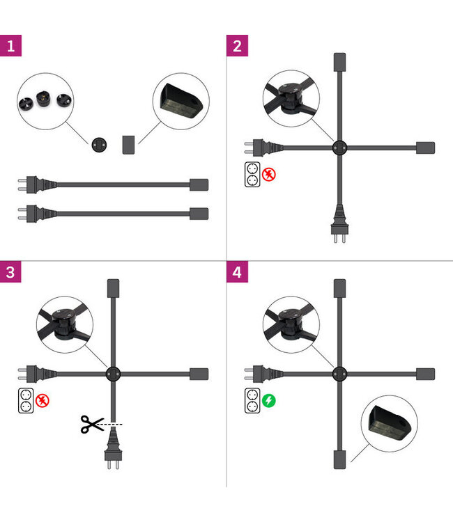 Prikkabel Koppelstuk Kruis