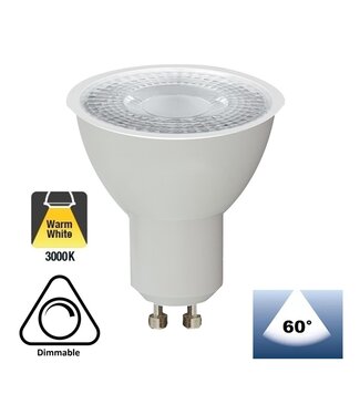 GU10 LED Spot WIT 7w, 560 Lumen, 3000K Warm Wit, Dimbaar, Lichthoek: 60°, 2 Jaar Garantie