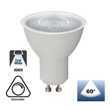 GU10 LED Spot WIT 7w, 560 Lumen, 4000K Neutraal Wit, Dimbaar, Lichthoek: 60°, 2 Jaar Garantie