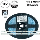 ECO Led Strip ROL 5 Meter 2835SMD, 4,8w/m, 60 led/m, 520Lm/m, 4000K Neutraal wit, 12v, IP65HS, 8mm, 2 Jaar garantie