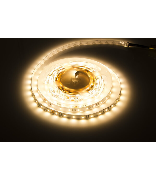 ECO Led Strip ROL 5 Meter 2835SMD, 6w/m, 60 led/m, 650Lm/m, 3000K Warm wit, 24v, IP20, 8mm, 2 Jaar garantie