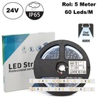 ECO Led Strip ROL 5 Meter 2835SMD, 6w/m, 60 led/m, 630Lm/m, 4000K Neutraal wit, 24v, IP65HS, 8mm, 2 Jaar garantie