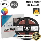 Premium Led Strip ROL 5 Meter 2835SMD, CRI90, 6w/m, 64 led/m, 660Lm/m, 2700K Warm wit, 24v, IP20, 10mm, 3 Jaar garantie