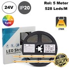 Premium Led Strip ROL 5 Meter COB, CRI90, 10w/m, 528 led/m, 850Lm/m, 2700K Warm wit, 24v, IP20, 10mm, 3 Jaar garantie