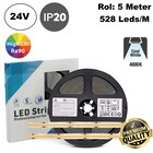 Premium Led Strip ROL 5 Meter COB, CRI90, 10w/m, 528 led/m, 950Lm/m, 4000K Neutraal wit, 24v, IP20, 10mm, 3 Jaar garantie