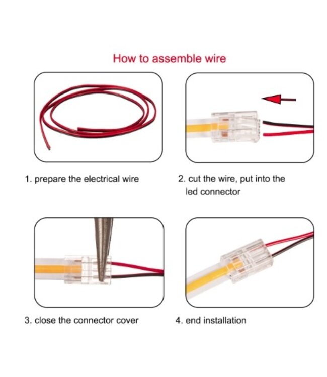 A-Serie Led Strip Connector 10MM COB Led Strips (Zonder solderen) | Geschikt voor IP20 en IP65 LED Strips
