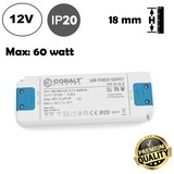 Cobalt Premium Led Strip voeding 12V/75W/6,25A, Max: 60w, Afm:160x58x18 mm, 3 Jaar Garantie