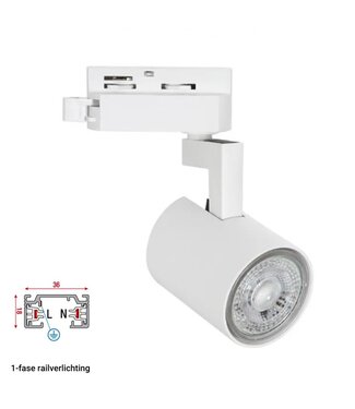 1 Fase Rail Spot Compact | GU10 Fitting |Witkleurige behuizing