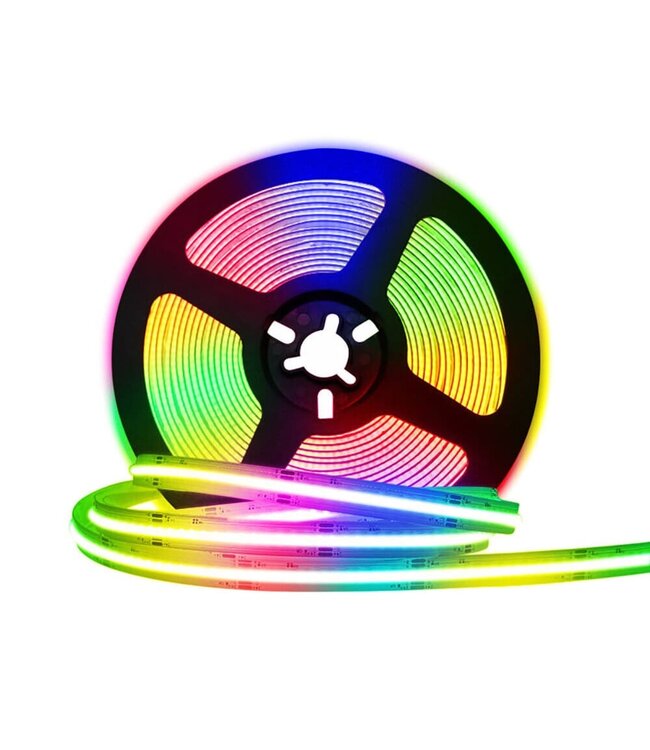 Premium Led Strip ROL 5 Meter COB, 15w/m, 840 led/m, RGB, CRI90, 24v, IP20, 10mm, 3 Jaar garantie