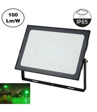 Slim LED Floodlight 100w, 10000 Lumen, Lichtkleur: Groen, IP65, Zwart, 2 Jaar Garantie
