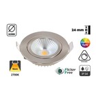 Inbouw LED Spot 5w Flat, 450 Lumen, 2700K, Kantelbaar, IP44, Dimbaar, CRI90, Staal Armatuur, Gatmaat 72mm, 2 Jaar Garantie