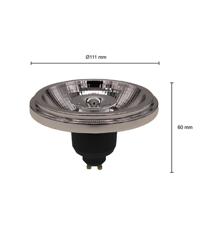 GU10 AR111 LED Spot 12w Zwart, 960 Lumen, 2700K Warm Wit, 24°, Dimbaar, 2 Jaar Garantie