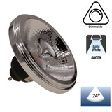 GU10 AR111 LED Spot 12w Zwart, 960 Lumen, 4000K Neutraal Wit, 24°, Dimbaar, 2 Jaar Garantie
