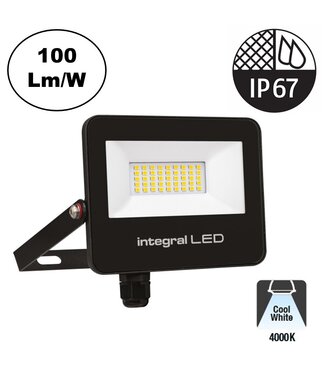 Slim2 LED Floodlight 30w, 3000 Lumen (100lm/w), 4000K Neutraal Wit, IP67, IK08, 3 Jaar Garantie