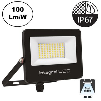 Slim2 LED Floodlight 50w, 5000 Lumen (100lm/w), 4000K Neutraal Wit, IP67, IK08, 3 Jaar Garantie